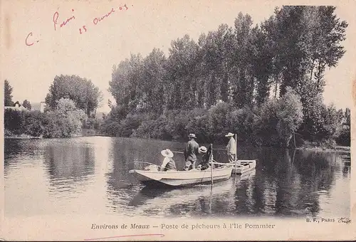 AK Meaux, Poste de pecheur a l Ile Pommier, gelaufen 1905