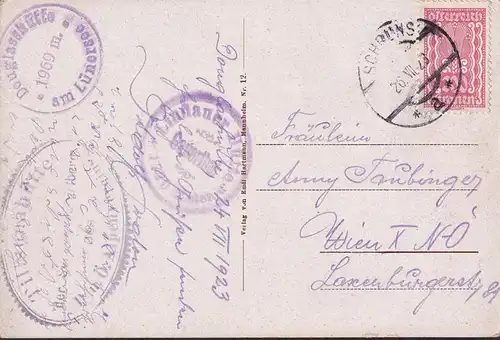 AK Vandans, Lünersee und Douglashütte, gelaufen 1923