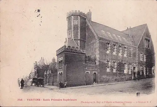 AK Vervins, Ecole Primaire Superieure, gelaufen 1905