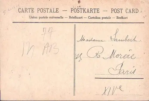 AK Meaux, La Passerelle, Vins en Gros, gelaufen 1908