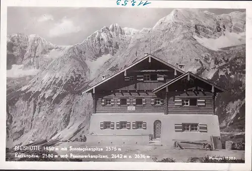 AK Pfeisshütte, Pfeishütte mit Sonntagskarspitze, Kaskarspitze, ungelaufen