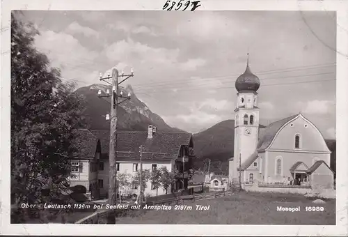 AK Oberleutasch, Kirche, Ortsansicht, ungelaufen