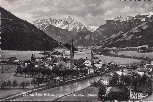 AK Zell am Ziller gegen die Gletscher Zillertal, Panoramaansicht, ungelaufen