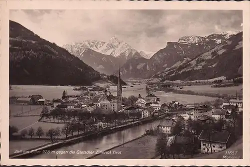 AK Zell am Ziller gegen die Gletscher Zillertal, Panoramaansicht, ungelaufen