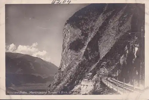 AK Zirl, Martinswand Tunnel, Blick in das Inntal, Mittenwaldbahn, ungelaufen