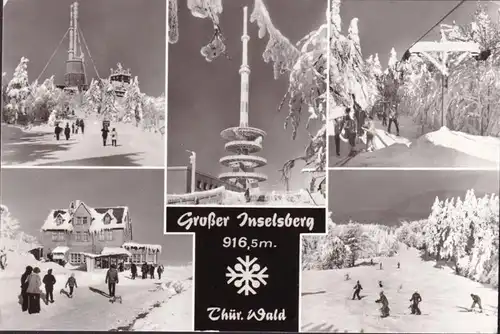 AK Thüringen, Großer Inselsberg, Skifahrer, Sendeanlage, , gelaufen 1983