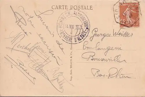 CPA Alsace, Col du Wettstein, Le Linge, circule 1929
