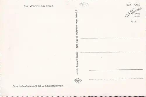 AK Worms, Stadtansicht, Kirche, Fliegeraufnahme, ungelaufen