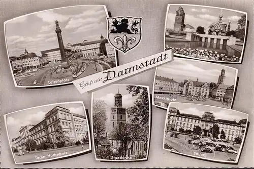 AK Darmstadt, Luisenplatz, Künstlerkolonie, Hochschule, Kirche, ungelaufen
