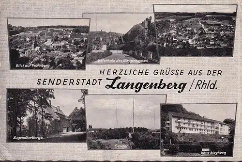 AK Langenberg, Frohnberg, Jugendherberge, Sender, Haus Meyberg, gelaufen 1967