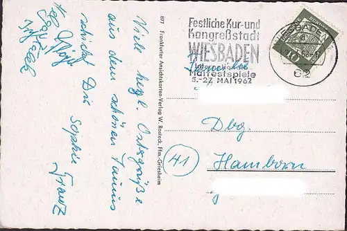 AK Bad Schwalbach, Kurhaus, Kurpark, Pavillon, gelaufen 1962