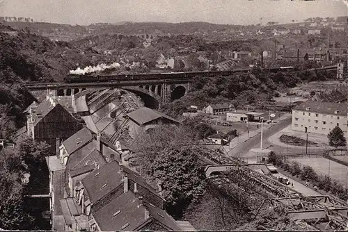 AK Wuppertal, Sonnberger Brücke, Eisenbahn, Stadtansicht, gelaufen 1957