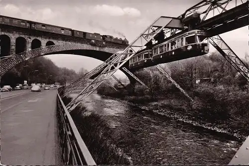 AK Wuppertal Elberfeld, Schwebebahn und Eisenbahn, gelaufen 1964