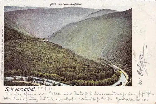 AK Schwarzthal, Blick vom Griesbachfelsen, gelaufen 1902