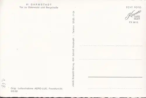 AK Darmstadt, Luisenplatz, Straßenbahn, Fliegeraufnahme, ungelaufen