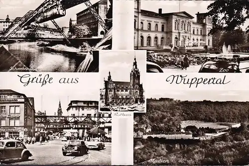 AK Wuppertal, train flottant, zoo, vieille liberté, couru en 1957