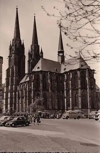 AK Marburg, Dom, VW Käfer, Reisebusse, ungelaufen-datiert 1957