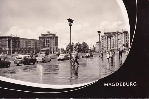 AK Magdeburg, Wilhelm Pieck Allee, Autos, gelaufen 1964