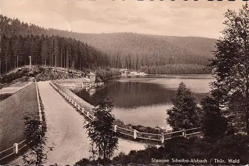 AK Scheibe Alsbach, Stausee, gelaufen 1957