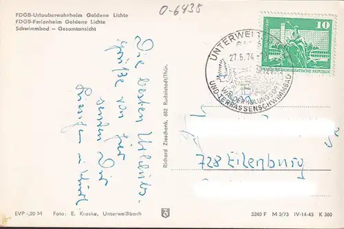 AK Unterweissbach, HO Gaststätte Goldene Lichte, Urlauberferienheim, Stadtansicht, gelaufen 1974