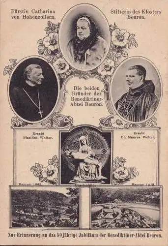 AK 50 Anniversaire de l'abbaye bénédictine de Beuron, princesse Catherina, Arzabt Plascidus et Maurus Wolter, a couru