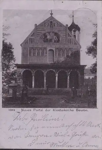 AK Beuron, Neues Portal der Klosterkirche, gelaufen 1902