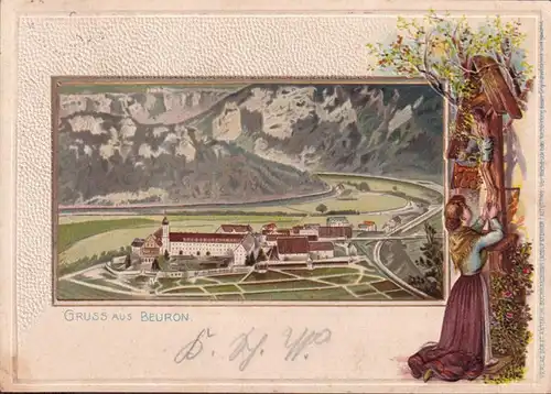 AK Gruss de Beuron, Vue de la ville, Grage, Passepartout Ak, couru en 1903