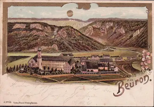 AK Gruss aus Beuron, Stadtansicht, Litho, gelaufen 1900