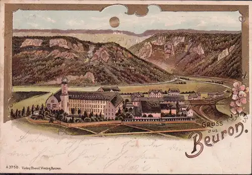 AK Gruss de Beuron, vue de la ville, Litho, couru 1900