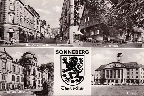 AK Sonneberg, Karl Marx Straße, Lutherhaus, Spielzeugmuseum, ungelaufen