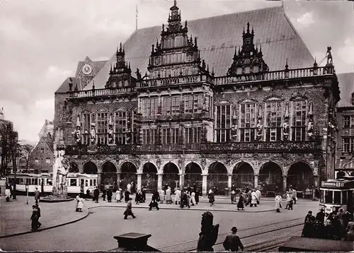 AK Bremen, Rathaus, Straßenbahn Hermannstraße, ungelaufen