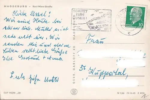 AK Magdeburg, Karl Marx Straße, Straßenbahn, Import Geschäft, gelaufen 1961