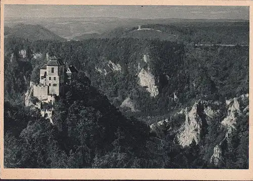 AK Fridingen, Château Bronnen et hauteurs de foin, incurvée