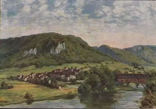 AK Beuron, Stadtansicht, Künstler AK, gelaufen 1919