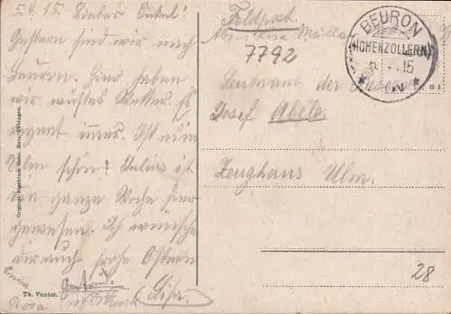 AK Beuron, Stadtansicht, Brücke, Kloster, Feldpost, gelaufen 1915