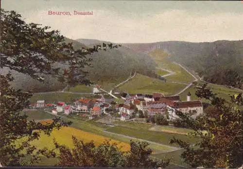 AK Beuron, vue de la ville, monastère, courrier de champ, couru