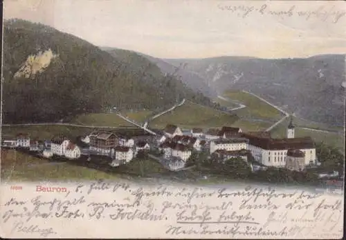 AK Beuron, Stadtansicht, Kloster, gelaufen 1904
