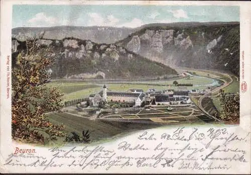 AK Beuron, Stadtansicht, Kloster, gelaufen 1902