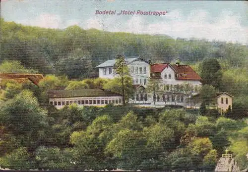 AK Bodetal, Hotel Rosstrappe, gelaufen 1908