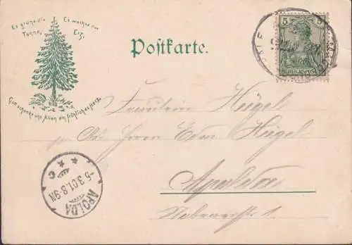 AK Gruss aus dem Harz, Hotel Waldkater, Restaurationsgarten, Bahnpost, gelaufen 1901