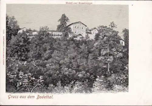 AK Gruss aus dem Bodetal, Hotel zur Rosstrappe, ungelaufen