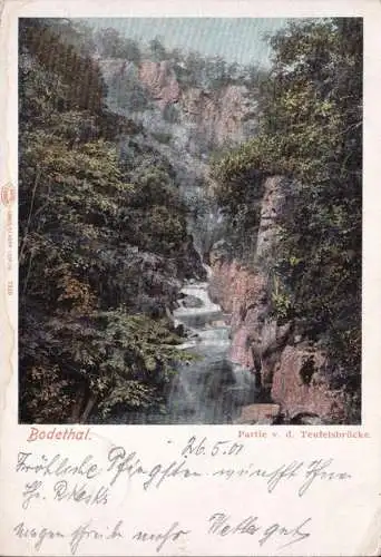 AK Bodetal, Partie von der Teufelsbrücke, gelaufen 1911