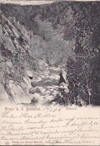 AK Gruss de la vallée de Bode, Schurre, inachevé-date 1902