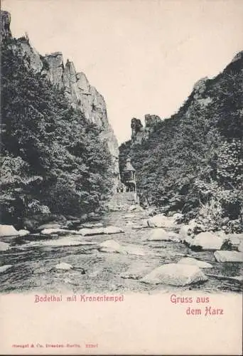 AK Gruss aus dem Harz, Bodetal mit Kronentempel, ungelaufen