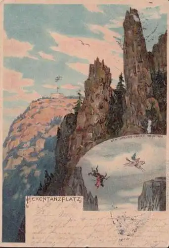 AK Harz, Hexentanzplatz, Sprung übers Bodetal, gelaufen 1900
