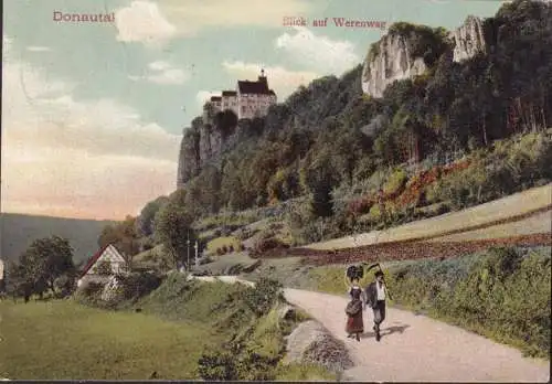 AK Donautal, Blick auf Schloss Werenwag, gelaufen 1907