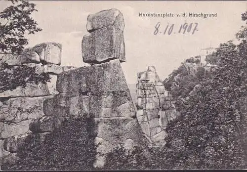 AK Bodetal, Hexentanzplatz von dem Hirschsprung, ungelaufen-datiert 1907