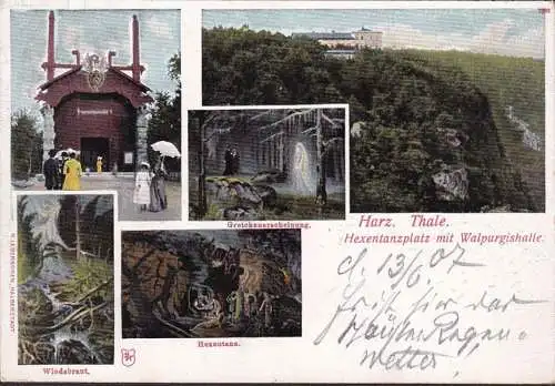 AK Hexentanzplatz, Walpurgishalle, Gretchenerscheinung, Windsbraut, gelaufen 1907