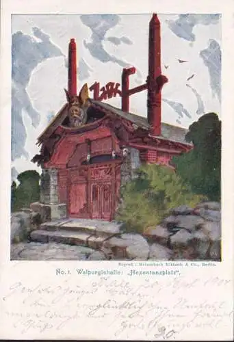 AK Bodetal, Hexentanzplatz, Walpurgishalle, gelaufen 1901
