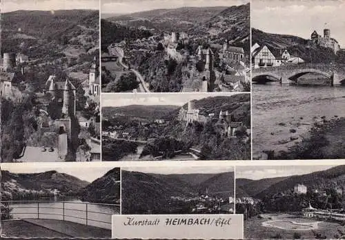 AK Heimbach, Stadtansichten, Burg, Kirche, gelaufen 1962